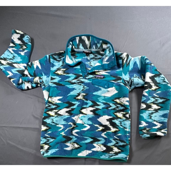 Patagonia Tops - VTG Patagonia Synchilla Snap-T Fleece Pullover-S Teal Blue Geometric Ikat Print